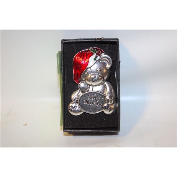 NEW MERRY CHRISTMAS METAL TEDDYBEAR