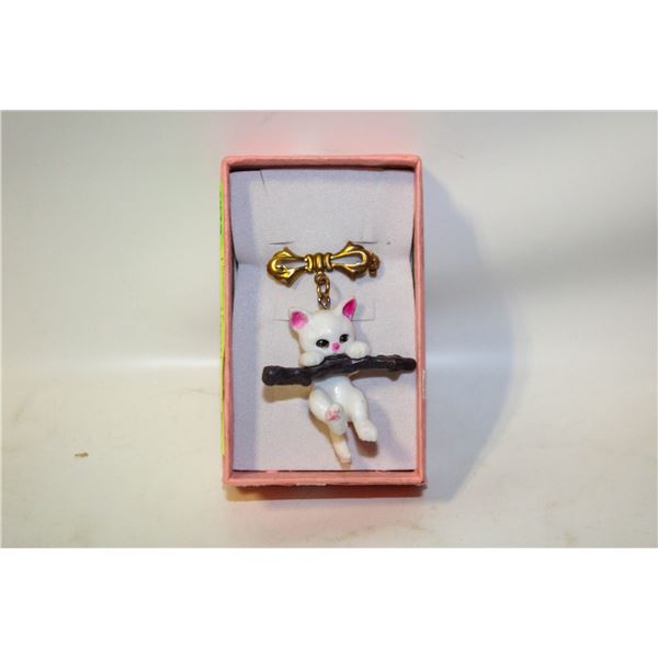 NEW WHIMSICAL CAT BROOCH WITH TWIG RESIN WITH