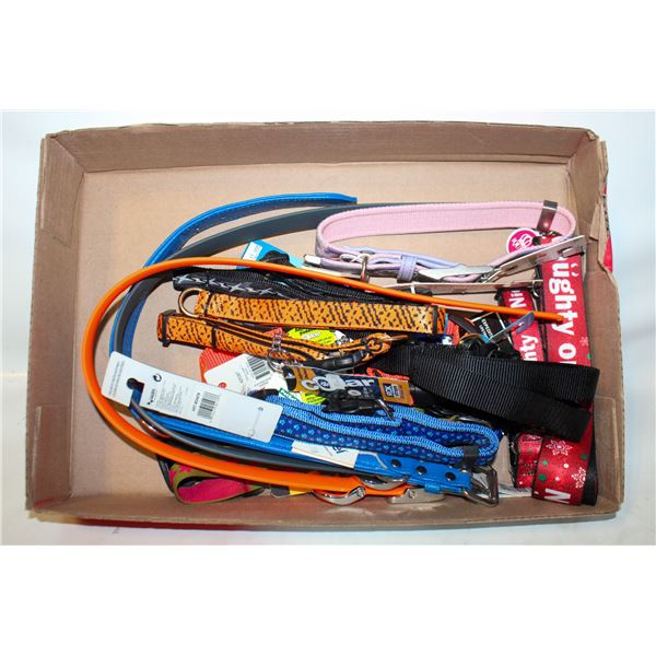 LARGE FLAT OF ASSORTED NEW DOG COLLARS