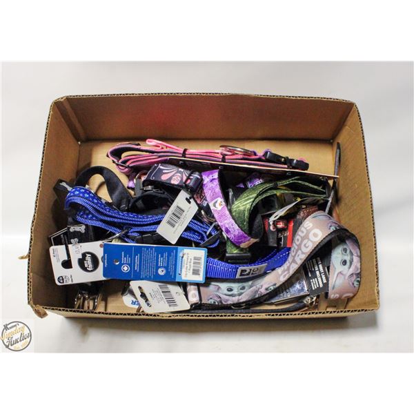 LARGE FLAT OF ASSORTED NEW DOG COLLARS