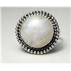 Image 1 : 25)  NATURAL ROUND MOONSTONE SIZE 10 RING,