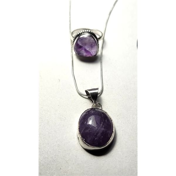 12)  SET OF NATURAL AMETHYST  BEZEL SET