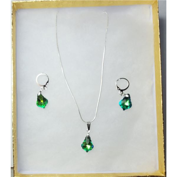 10)  SET OF BLUE/GREEN SWAROVSKI CRYSTAL