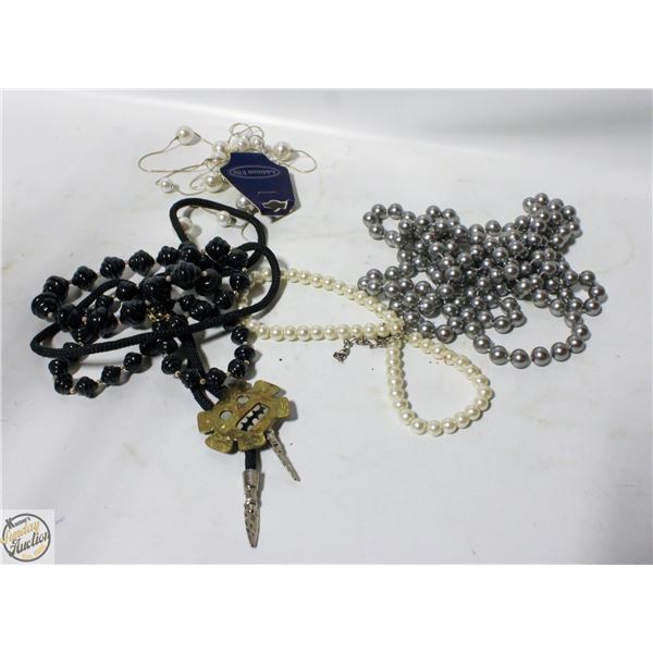 COLLECTION OF LARGE NECKLACES(INC NEW) PLUS BOLO