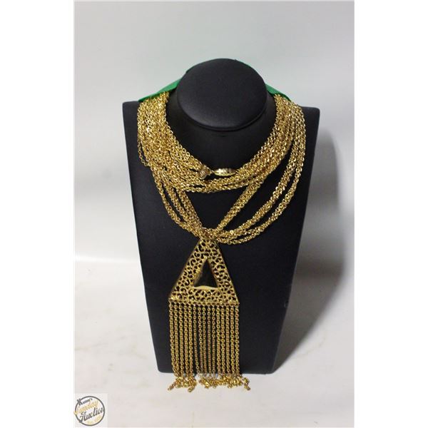VTG 1970'S VENDOME RUNWAY FRINGE TRIANGLE NECKLACE