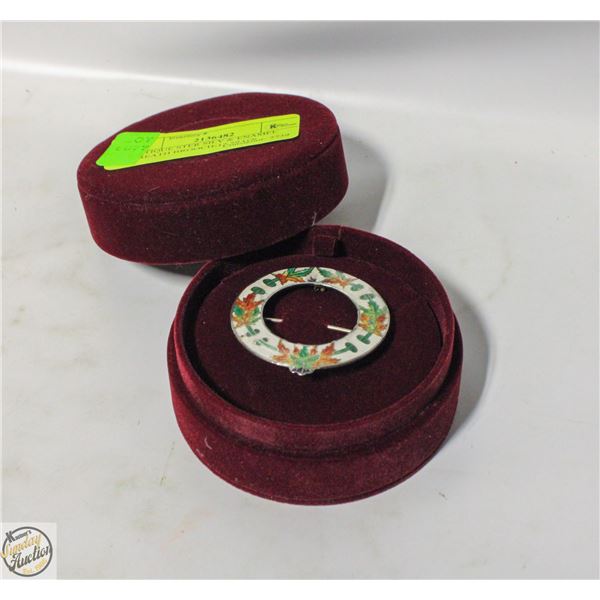 ANTIQUE STER SILV & ENAMEL WREATH BROOCH-12.59 G'S