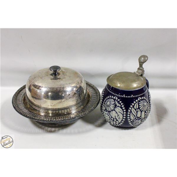 ANTIQUE LIDDED BOWL & MARZI REMI BEER STEIN