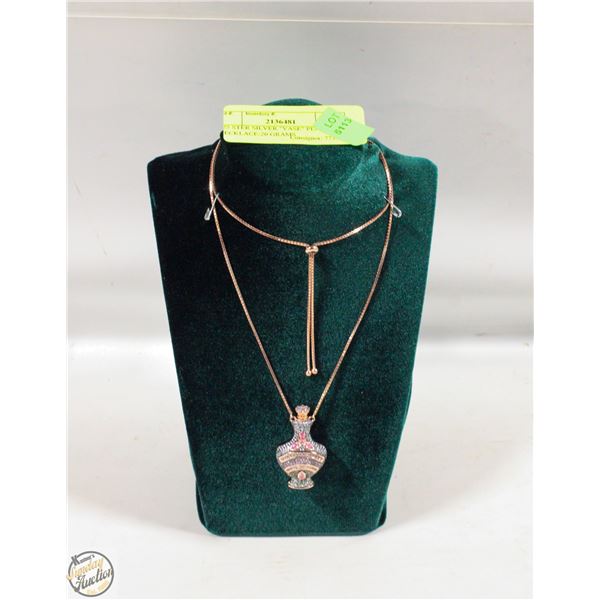 925 STER SILVER "VASE" PENDANT NECKLACE-20 GRAMS