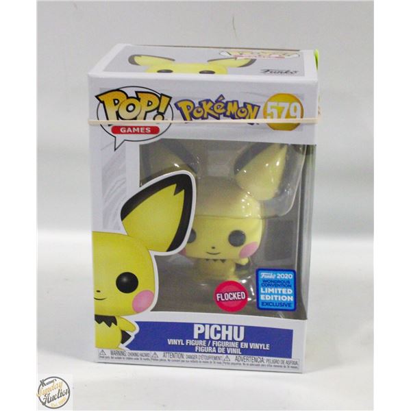 BN POP GAMES POKEMON PICHU FLOCKED #579 2020