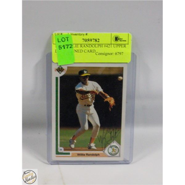 1991 WILLIE RANDOLPH #421 UPPER DECK SIGNED CARD