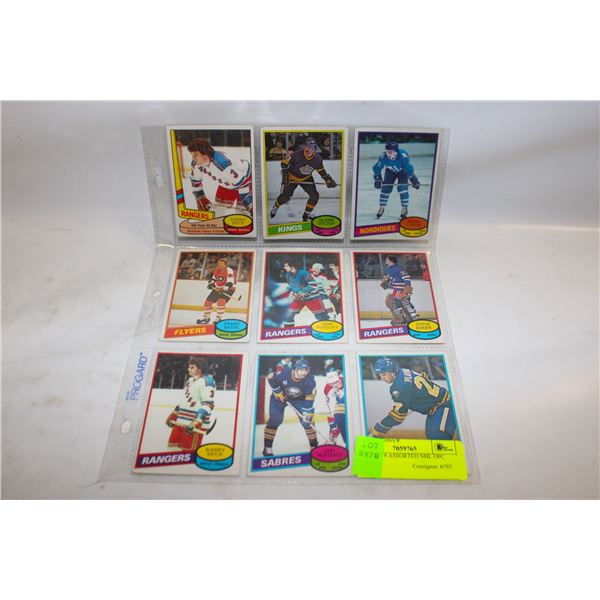 SHEET OF 9 ASSORTED NHL OPC CARDS
