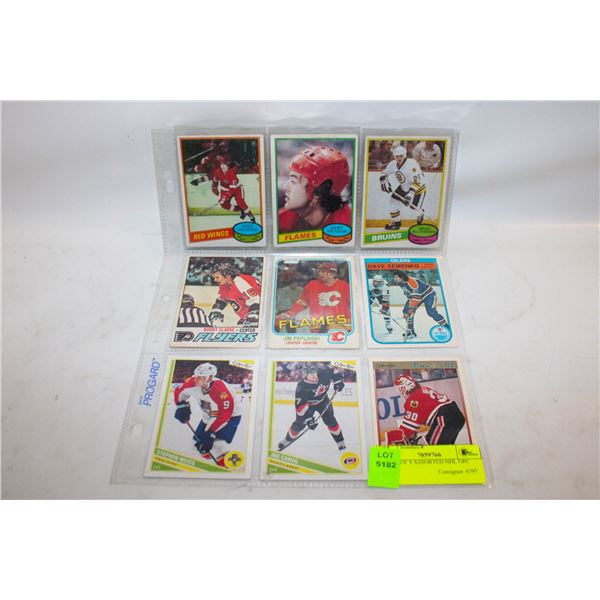 SHEET OF 9 ASSORTED NHL OPC CARDS