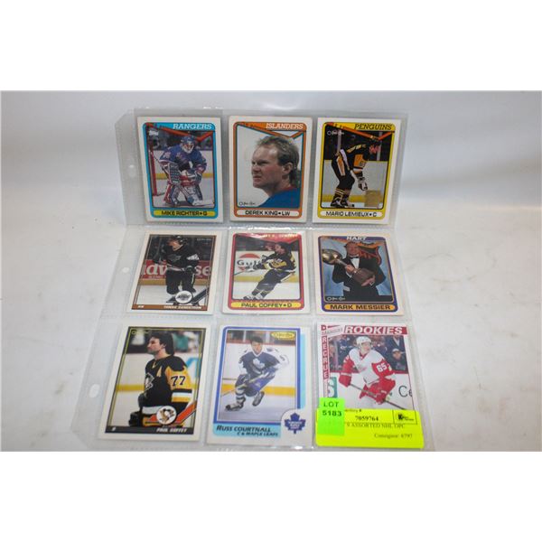 SHEET OF 9 ASSORTED NHL OPC CARDS