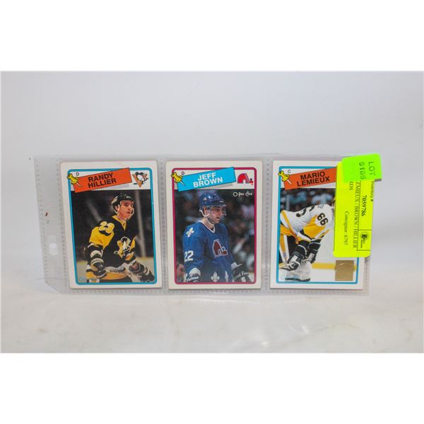 3- 1988 LEMIEUX / BROWN / HILLIER OPC CARDS