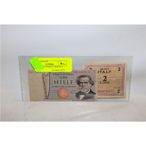 OLD ITALIAN PAPER CURRENCY