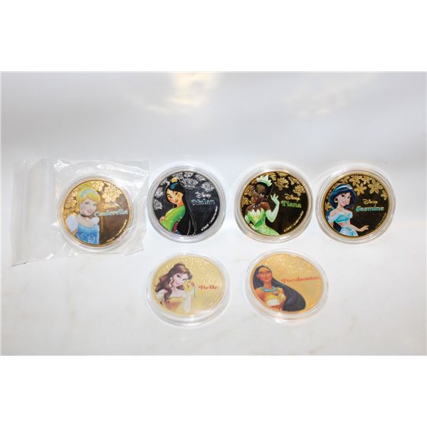 DISNEY PRINCESSES COINS SET OF 6