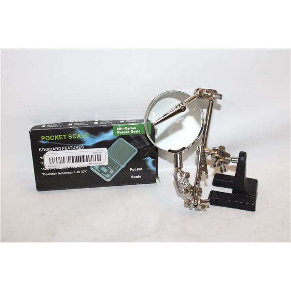JEWELRY MAGNIFIER 3RD HAND TOOL & JEWELERS SCALE