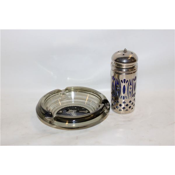 SEATTLE SPACE NEEDLE ASHTRAY & LARGE COBALT BLUE
