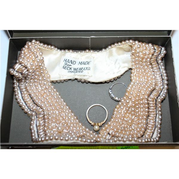 VINTAGE HAND MADE NECK WARE & 2 RINGS
