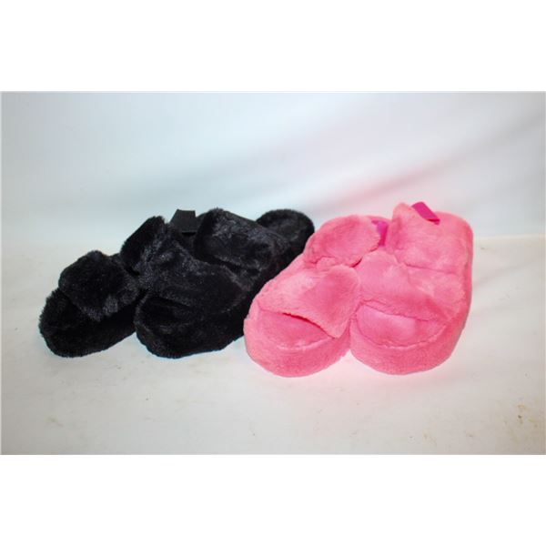 NEW FUZZY WOMEN'S SLIPPERS 1PINK 1BLACK SIZE 6