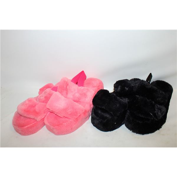 NEW FUZZY WOMEN'S SLIPPERS 1PINK 1BLACK SIZE 7