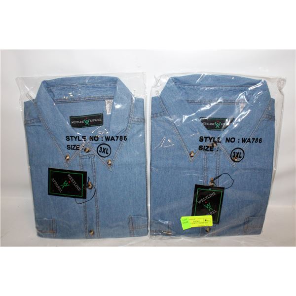 NEW MEN'S SHIRTS 2 DENIM SIZE 3XL