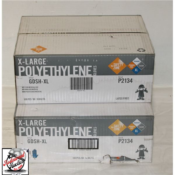 2 CASES OF THE SAFTEY ZONE X-LARGE POLYETHYLENE