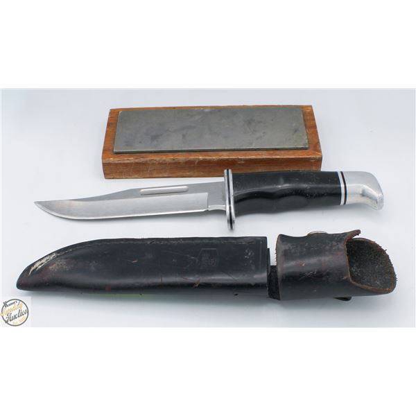 BUCK KNIFE IN SHEATH WITH EZ LAP DIAMOND STONE