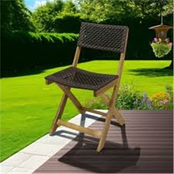 NEW BISTRO SIDE CHAIR FOLDABLE GRAY WICKER CANE