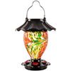 Image 1 : NEW SOLAR HAND BROWN GLASS HUMMINGBIRD FEED RED