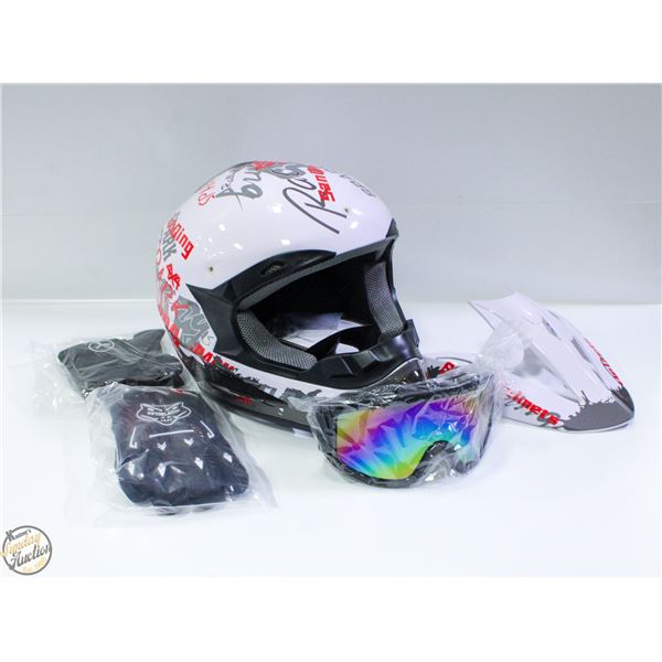 BRAND NEW MOTOCROSS HELMET YOUTH SKULL FACE SMALL