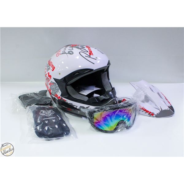 BRAND NEW MOTOCROSS HELMET ADULT 4PC SET SMALL