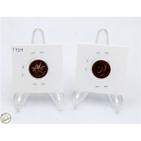 1939 & 1943 KING GEORGE PENNY CANADIAN