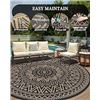 Image 1 : BRAND NEW ROUND OUTDOOR BEIGE BROWN RUG 8X10FT