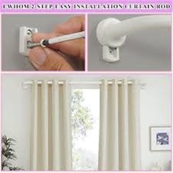 NEW MATTE WHITE DISC CURTAIN RODS 84"-144"