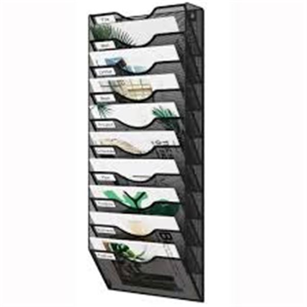 NEW EASYWAG 10 POCKET METAL WALL FILE HOLDER