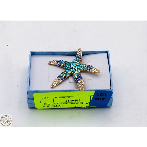 NEW STARFISH BROOCH WITH TEAL AND CLEAR