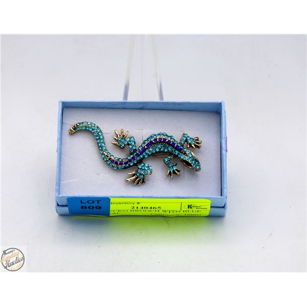 NEW GECKO BROOCH WITH BLUE AND TEAL