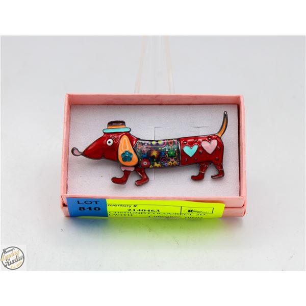NEW DACHSHUND COLOURFUL 3D BROOCH WITH