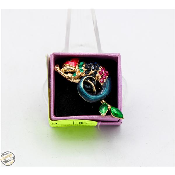 NEW ENAMEL CHAMELEON BROOCH WITH