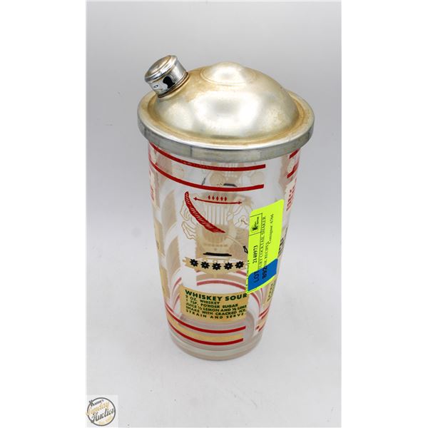 MID-CENTURY COCKTAIL SHAKER WITH DRINK RECIPES