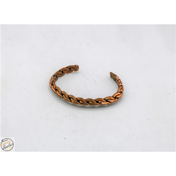 WOVEN COPPER OPEN BANGLE BRACELET