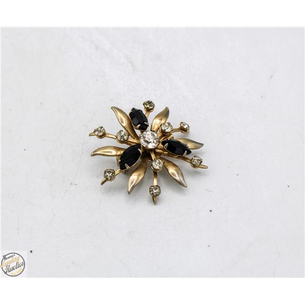 VINTAGE RHINESTONE FLOWER BROOCH