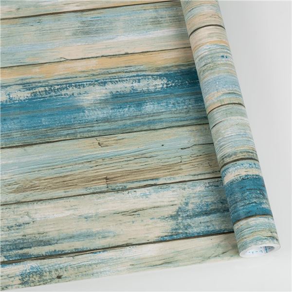 NEW ABYSSALY BLUE WOOD STRIP WALLPAPER 90 X 500CM