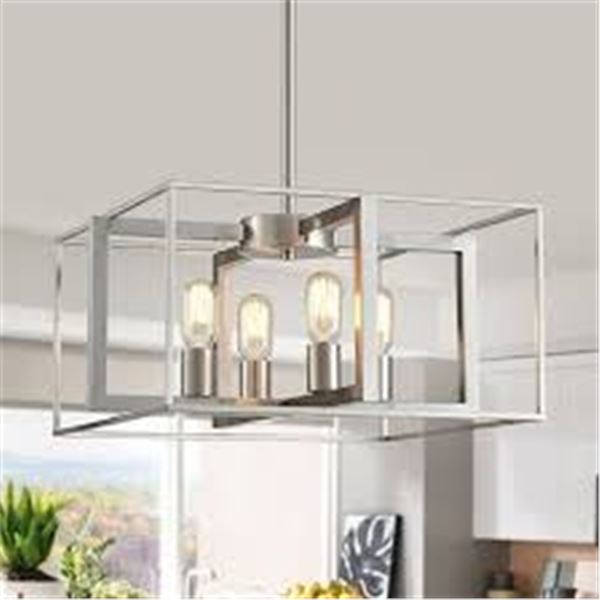 BRAND NEW XINGQI BRUSHED NICKEL CHANDELIER 4 LIGHT