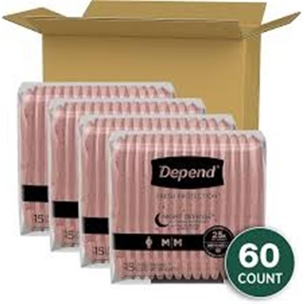 4 X 15CT DEPEND NIGHT DEFENCE ADULT UNDERWEAR