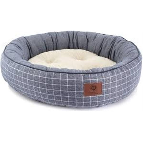 NEW AMERICAN KENNEL CLUB 31" PLAID ROUND DOG BED