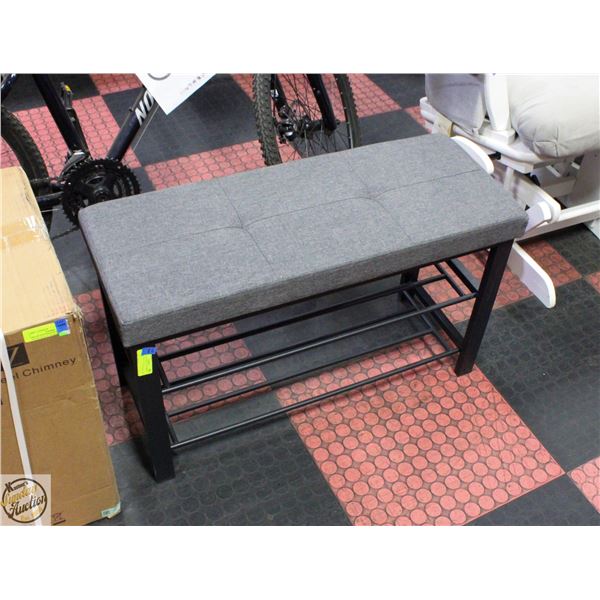 SHOE RACK GREY CLOTH WITH BLACK STEEL LEGS
