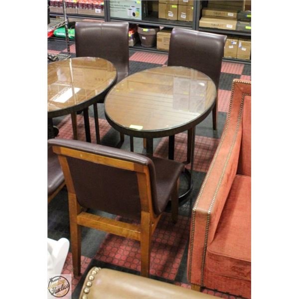 GLASS TOP TABLE WITH 2 LEATHERETTE CHAIRS