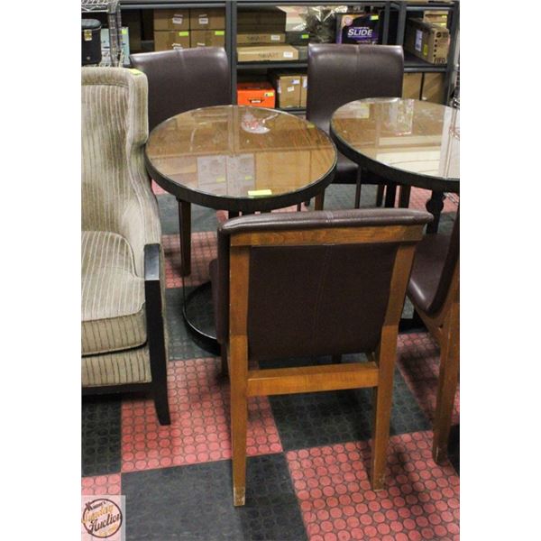 GLASS TOP TABLE WITH 2 LEATHERETTE CHAIRS
